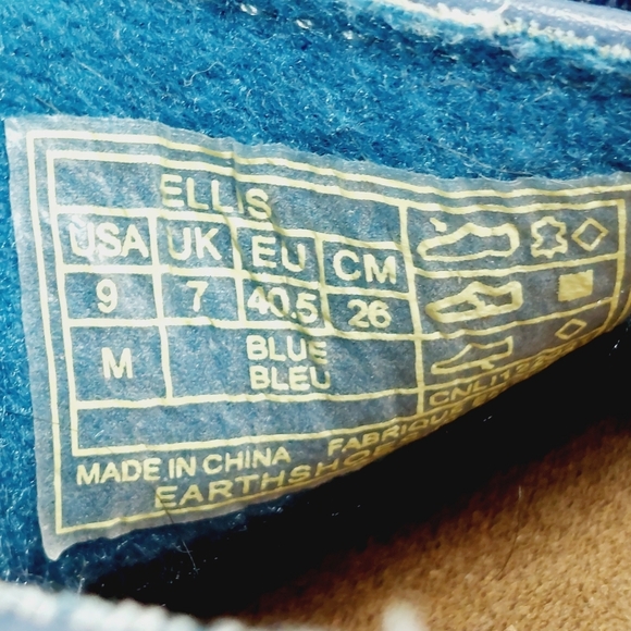 Earth Origins Ellis Blue Leather Ruffle Slip-Ons Flats C984 - Picture 10 of 12